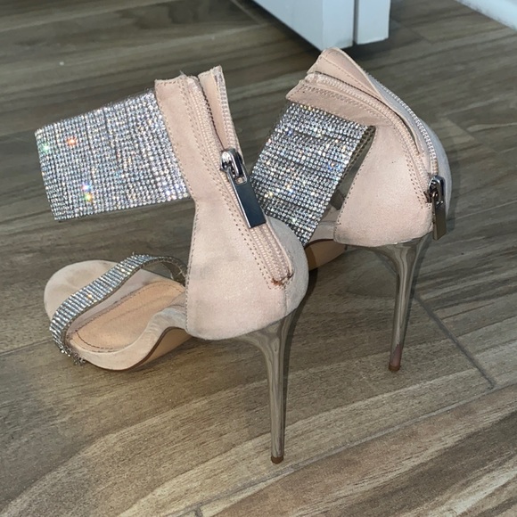 Rhinestone detail silver and nude heels - Picture 2 of 2